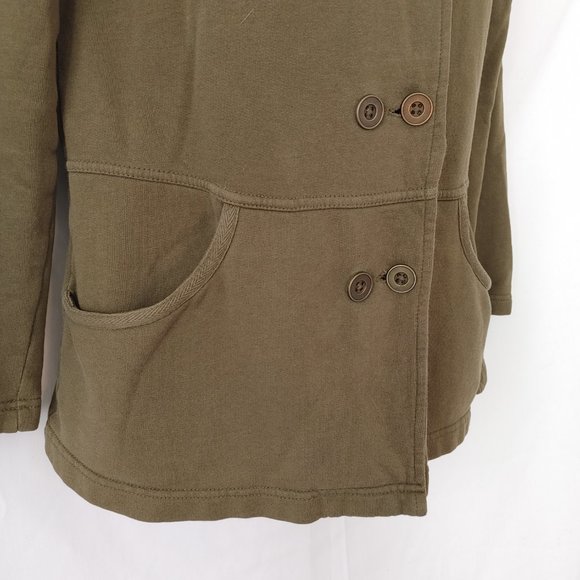 PRANA LADIES OLIVE GREEN MILITARY STYLE, DOUBLE BUTTON FRONT JACKET - Picture 4 of 5